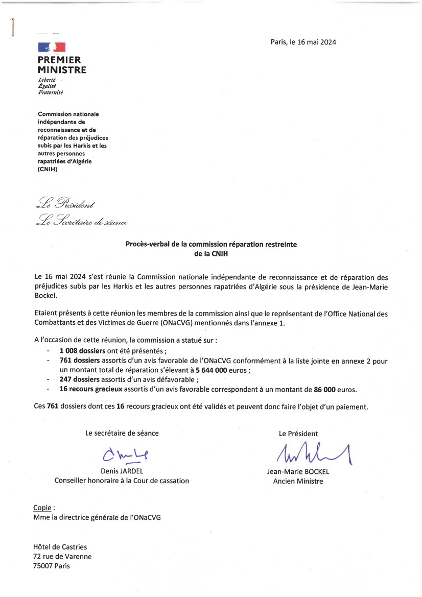 PV 1 008 dossiers présentés ce jour en commission réparation