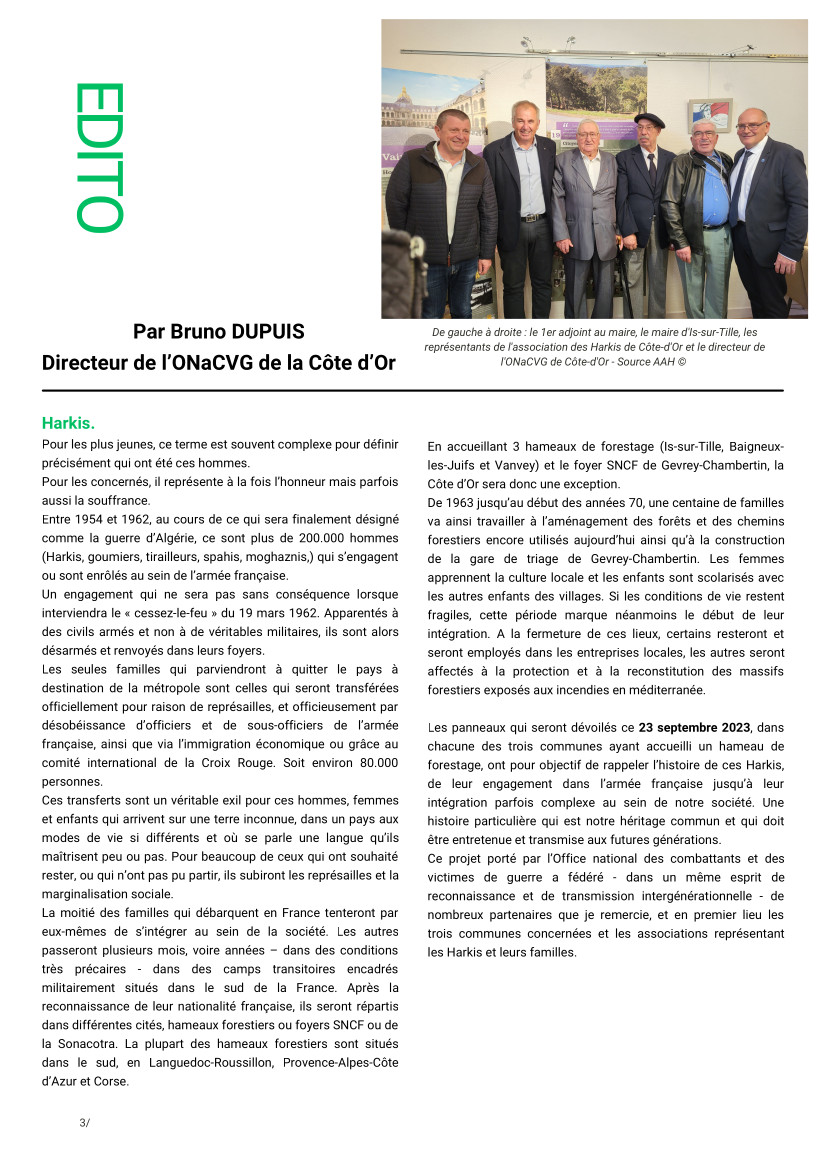 Dossier de presse à l'occasion du 60e anniversaire de l'"Arrivée des Harkis en Côte-d'Or" 1963-2023