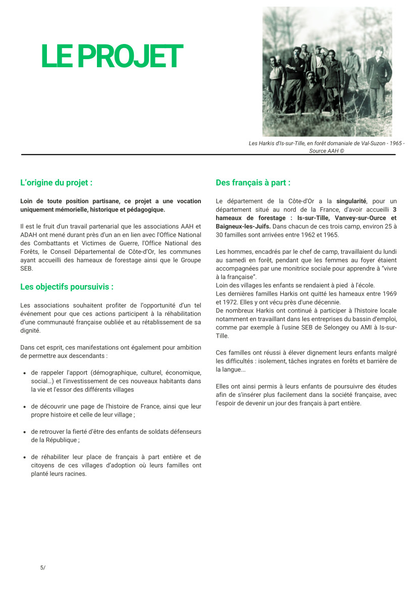 Dossier de presse à l'occasion du 60e anniversaire de l'"Arrivée des Harkis en Côte-d'Or" 1963-2023