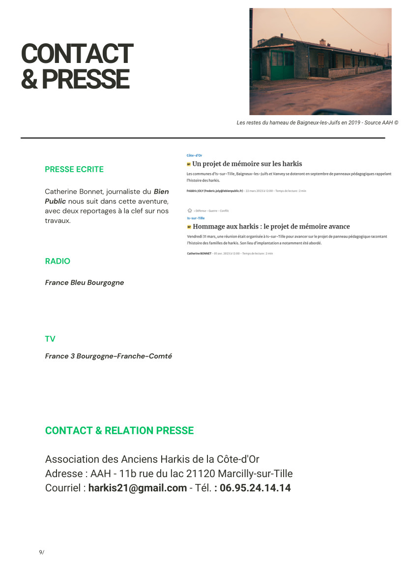 Dossier de presse à l'occasion du 60e anniversaire de l'"Arrivée des Harkis en Côte-d'Or" 1963-2023