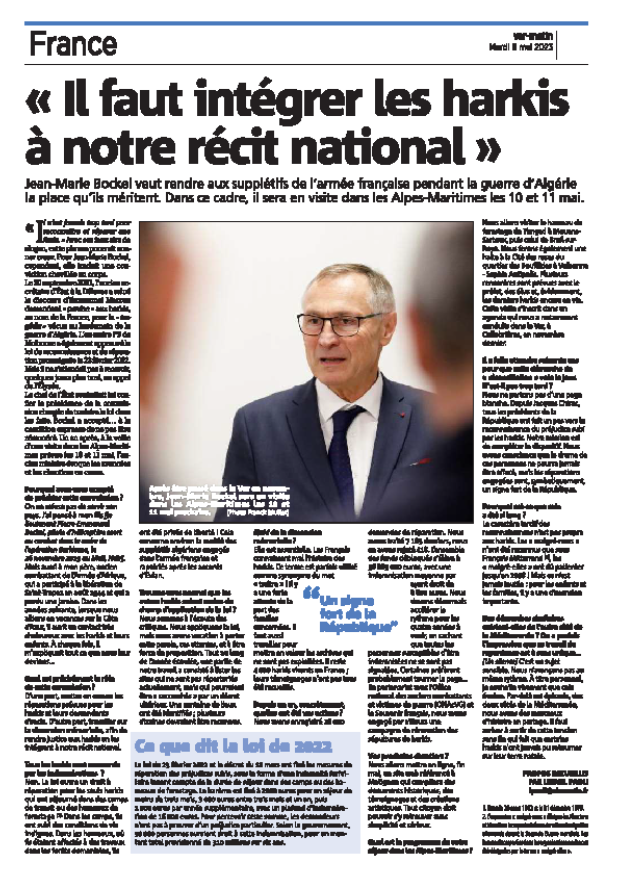 ITW de Jean-Marie Bockel, propos recueillis par Lionel Paoli / Var Matin