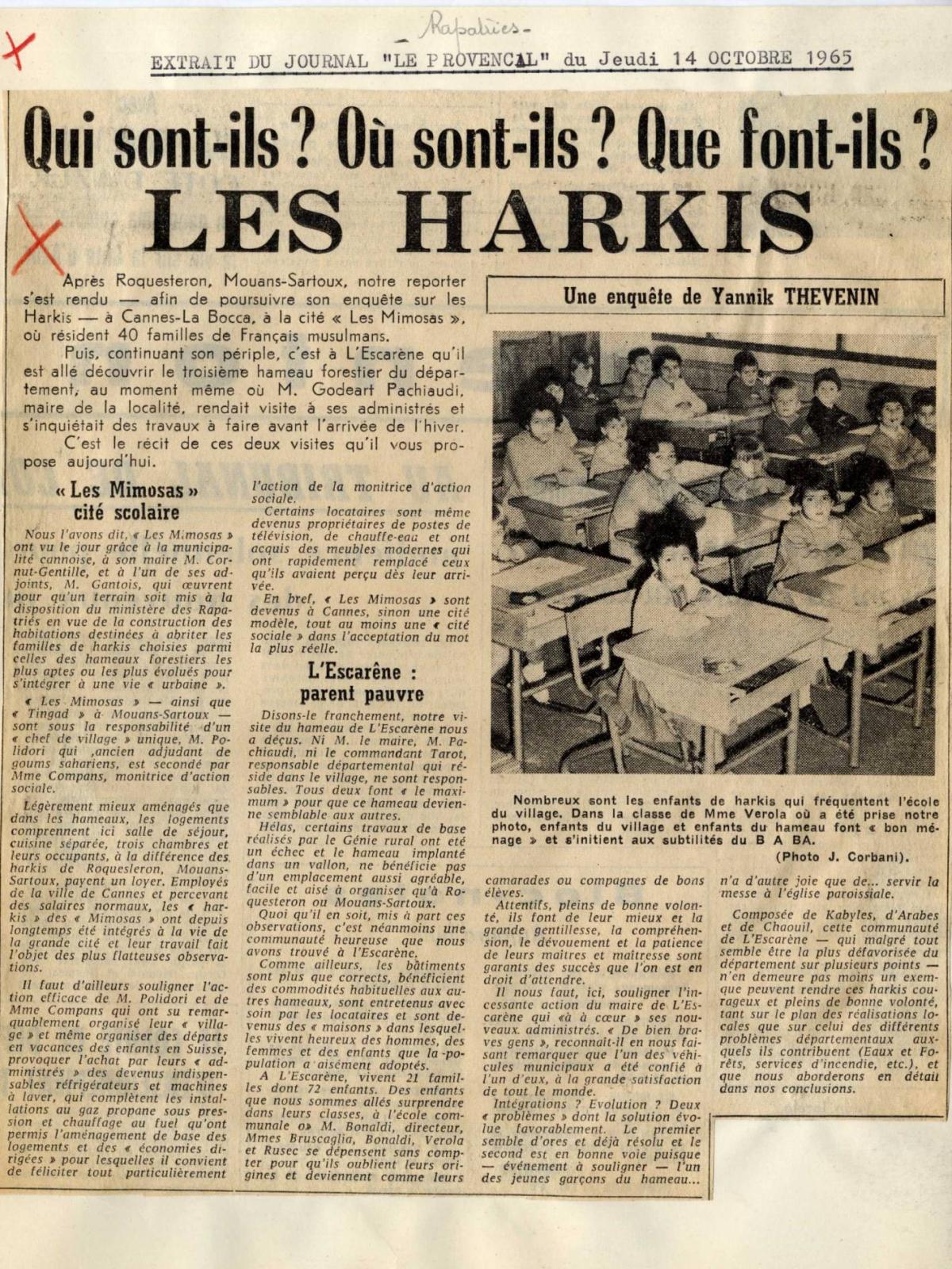 Illustration 19 : extrait du Provençal du 14 octobre 1965 Illustration 19 : extrait du Provençal du 14 octobre 1965