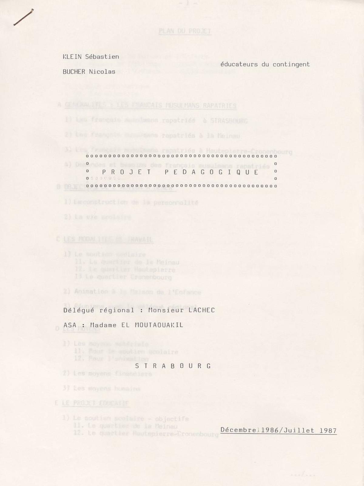 Illustration 6 : Klein Sébastien et Buchet Nicolas, projet pédagogique, décembre 1986 - juillet 1987 (Archives nationales, 19870444/8) Illustration 6 : Klein Sébastien et Buchet Nicolas, projet pédagogique, décembre 1986 - juillet 1987 (Archives nationales, 19870444/8)