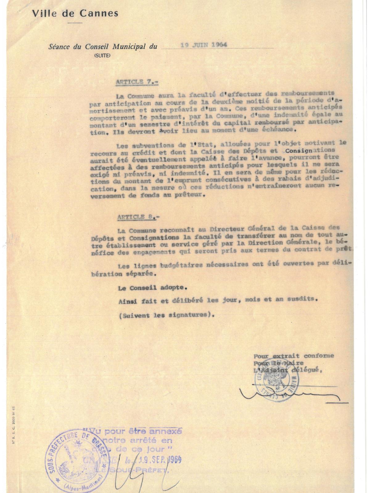 Illustrations 11, p. 1 : accueil des Harkis à Cannes, délibérations du conseil municipal, séance du 19 juin 1964 (Archives de Cannes, 22W238) Illustrations 11, p. 1 : accueil des Harkis à Cannes, délibérations du conseil municipal, séance du 19 juin 1964 (Archives de Cannes, 22W238)