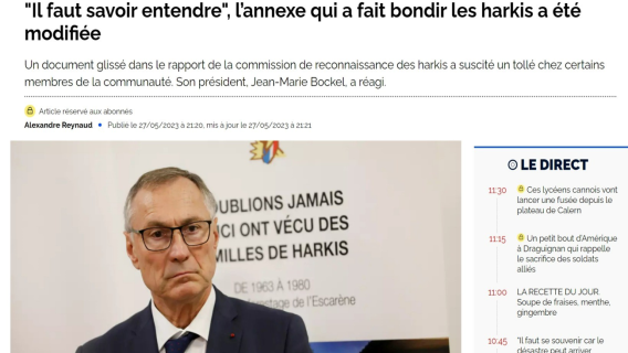 Interview de Jean-Marie Bockel, président de la Commission Harkis parue sur le site de var-matin.com